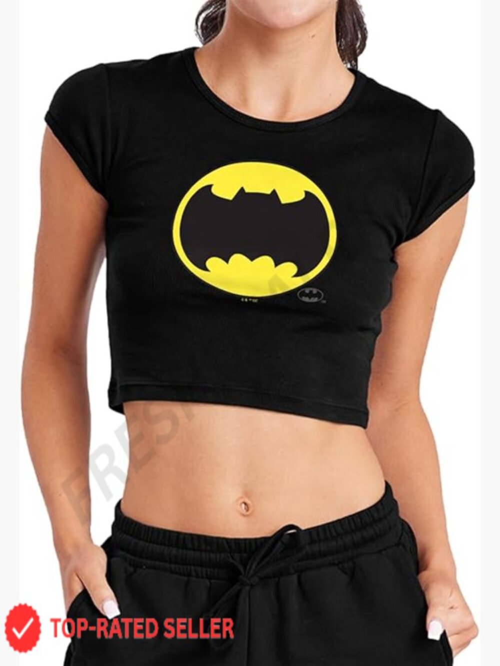 Batman Graphic Crop Top Cap Sleeve Y2K Stretch Fit Pop Culture Tee